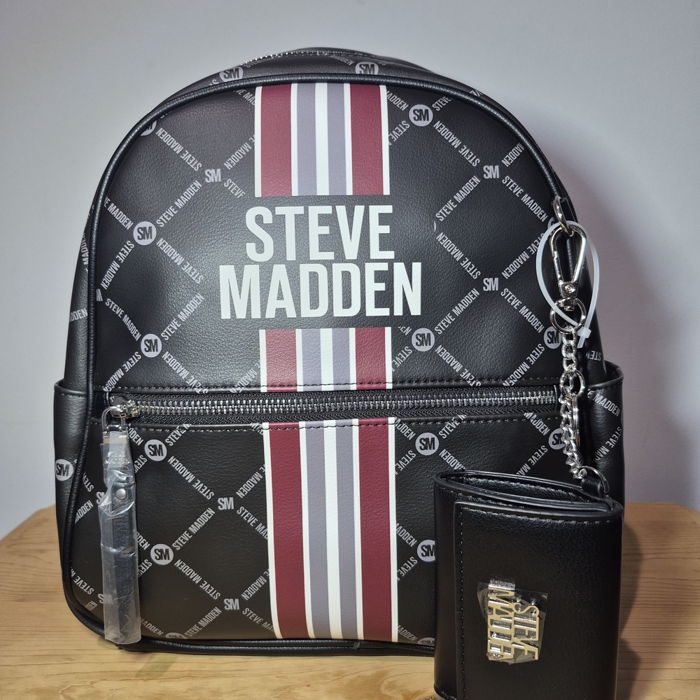 Steve Madden Black Backpack with Wallet